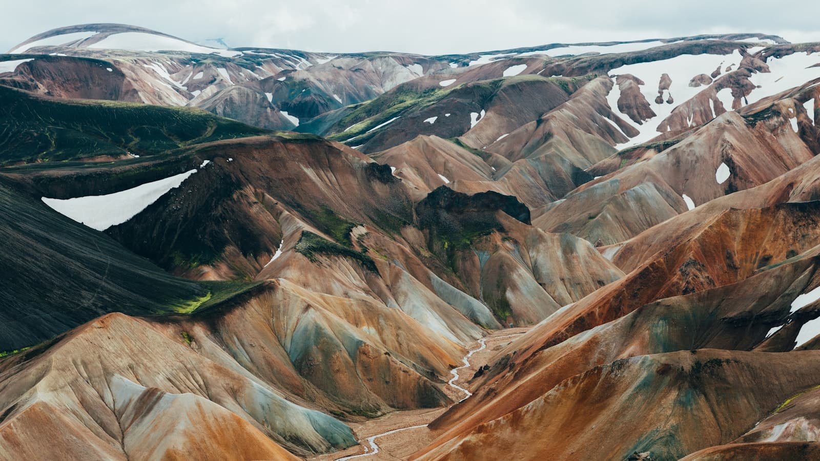 Multicoloured rhyolite mountains at Landmannalaugar