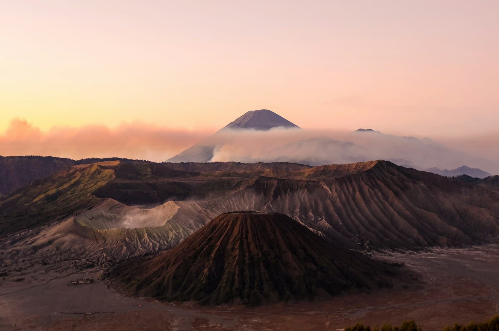 Mt Bromo volcano with caldera at sunrise