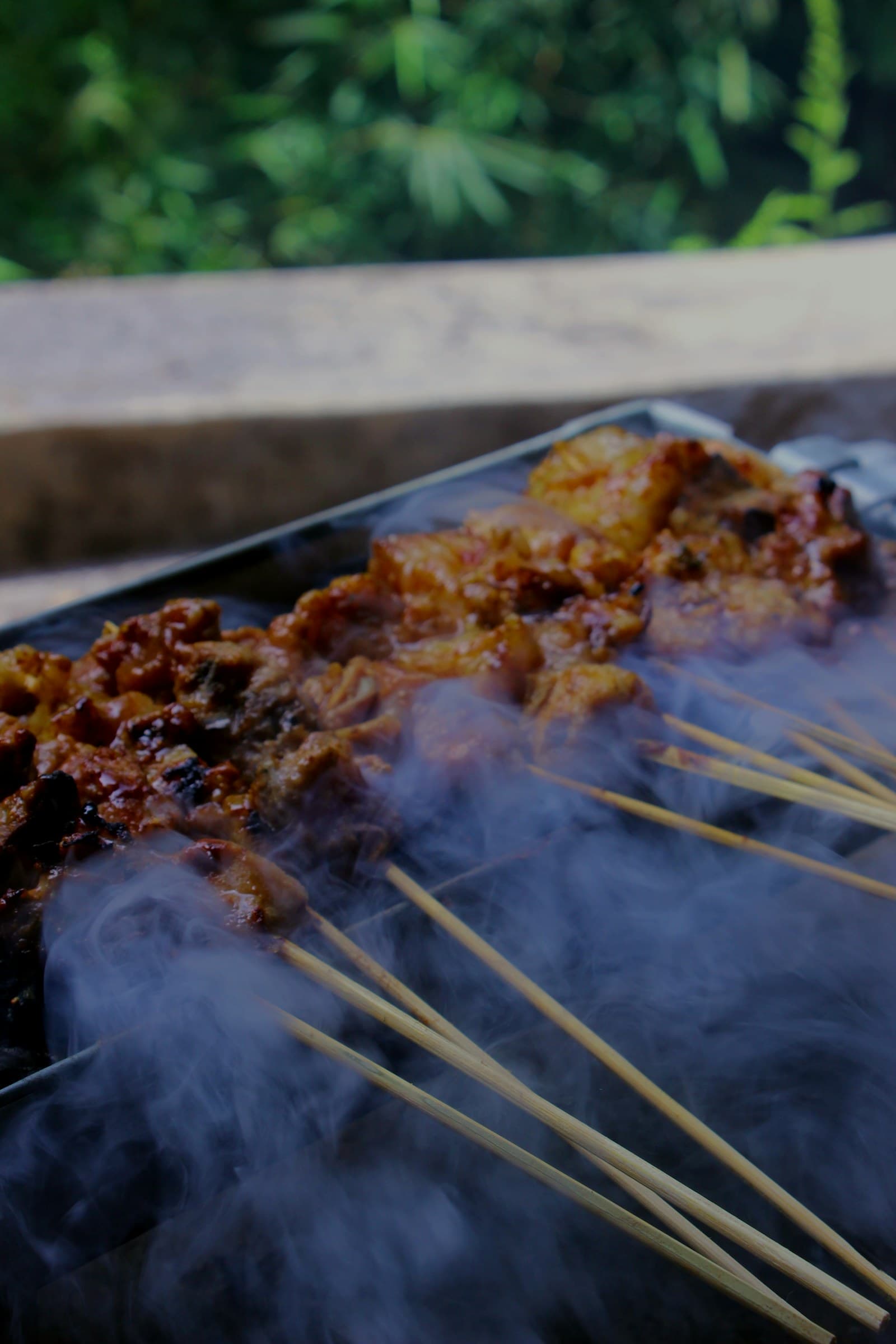 Indonesian satay skewers with peanut sauce