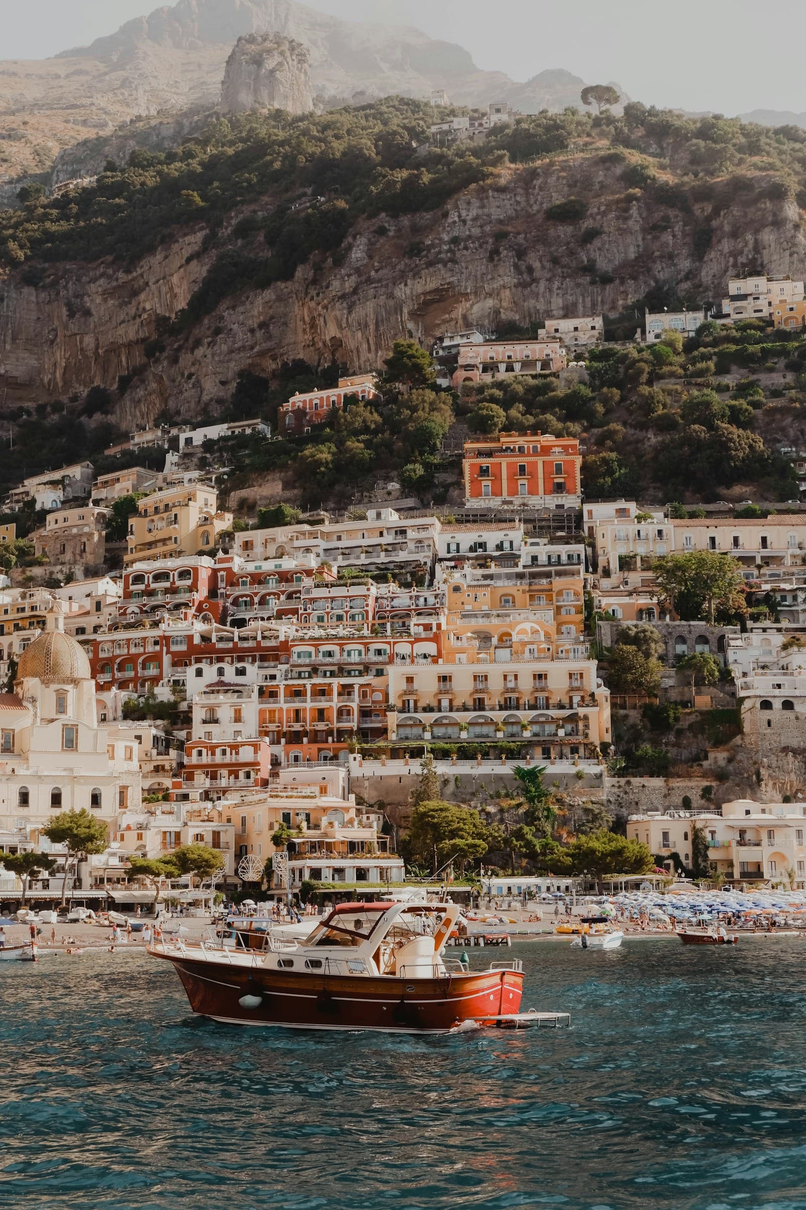 Positano pastel houses cascading down the Amalfi cliffs