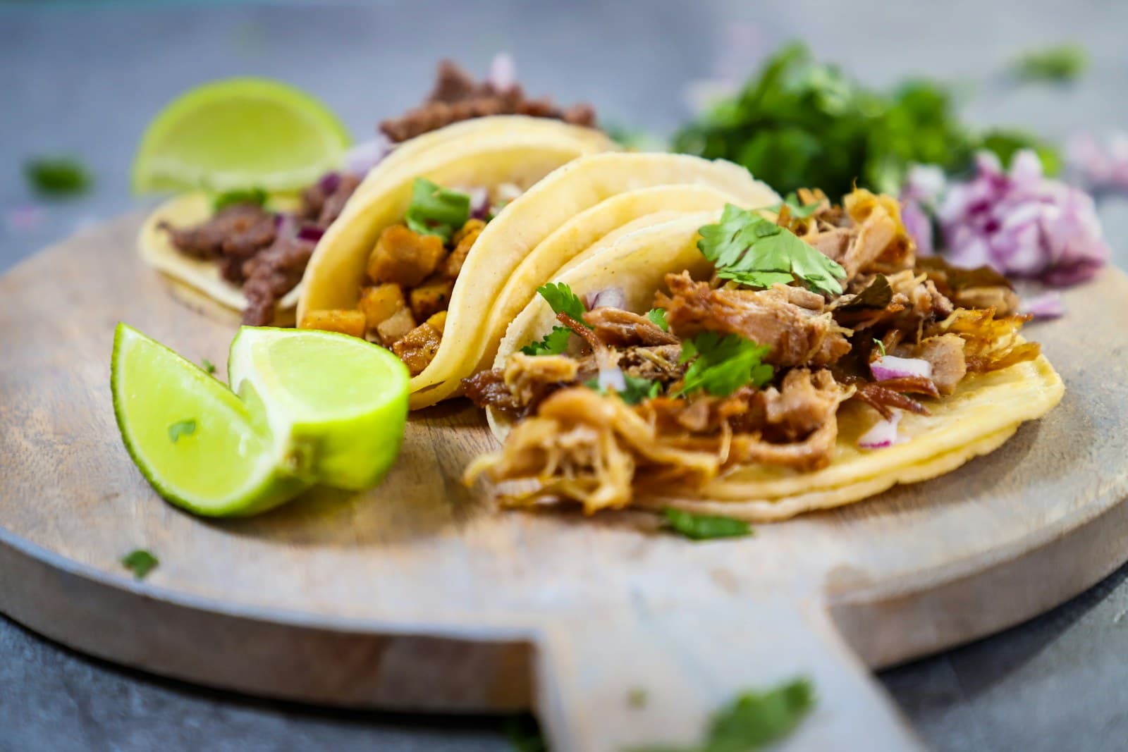 Street tacos al pastor with pineapple