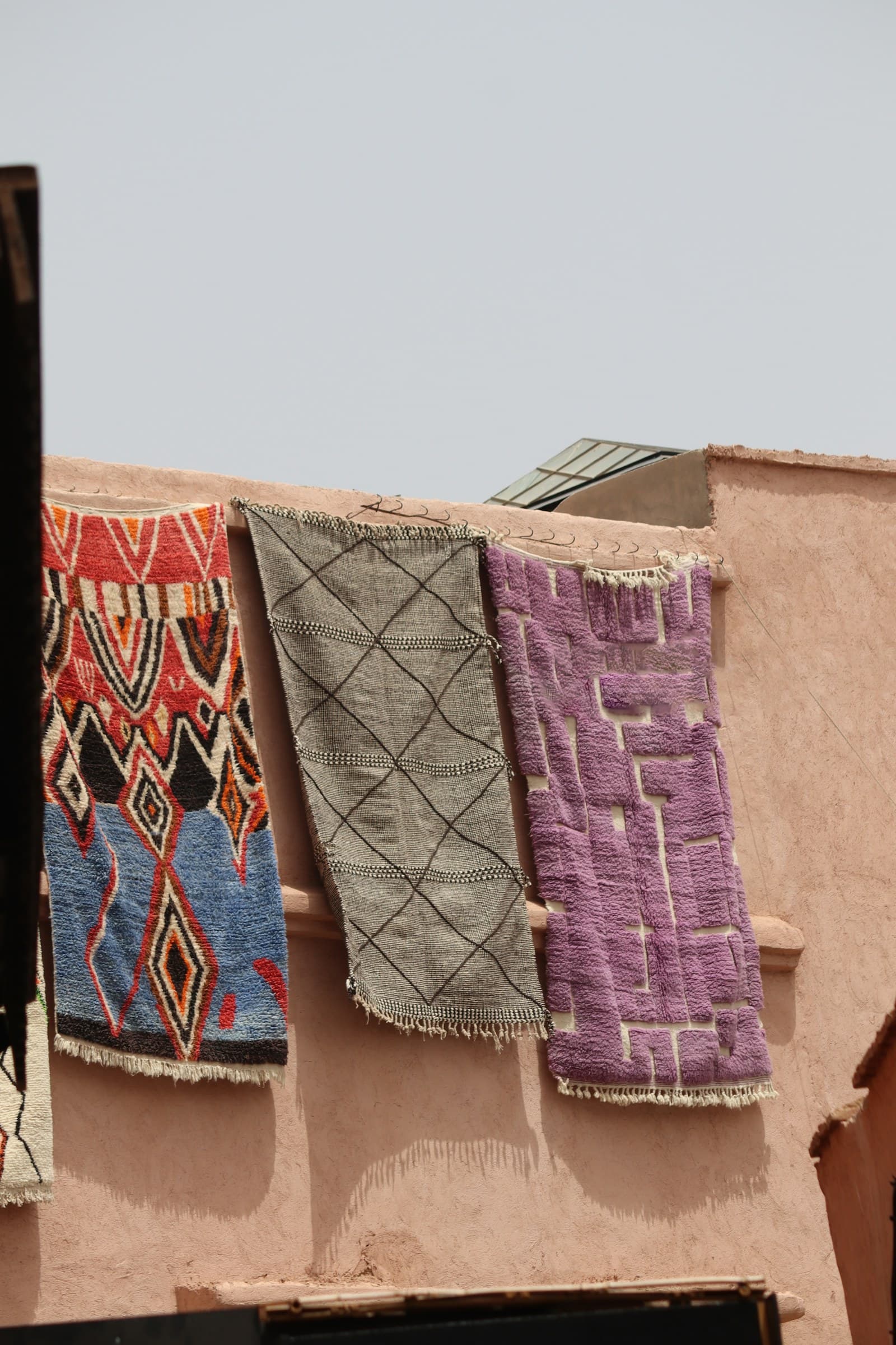 Berber rugs and Moroccan textiles in a workshop