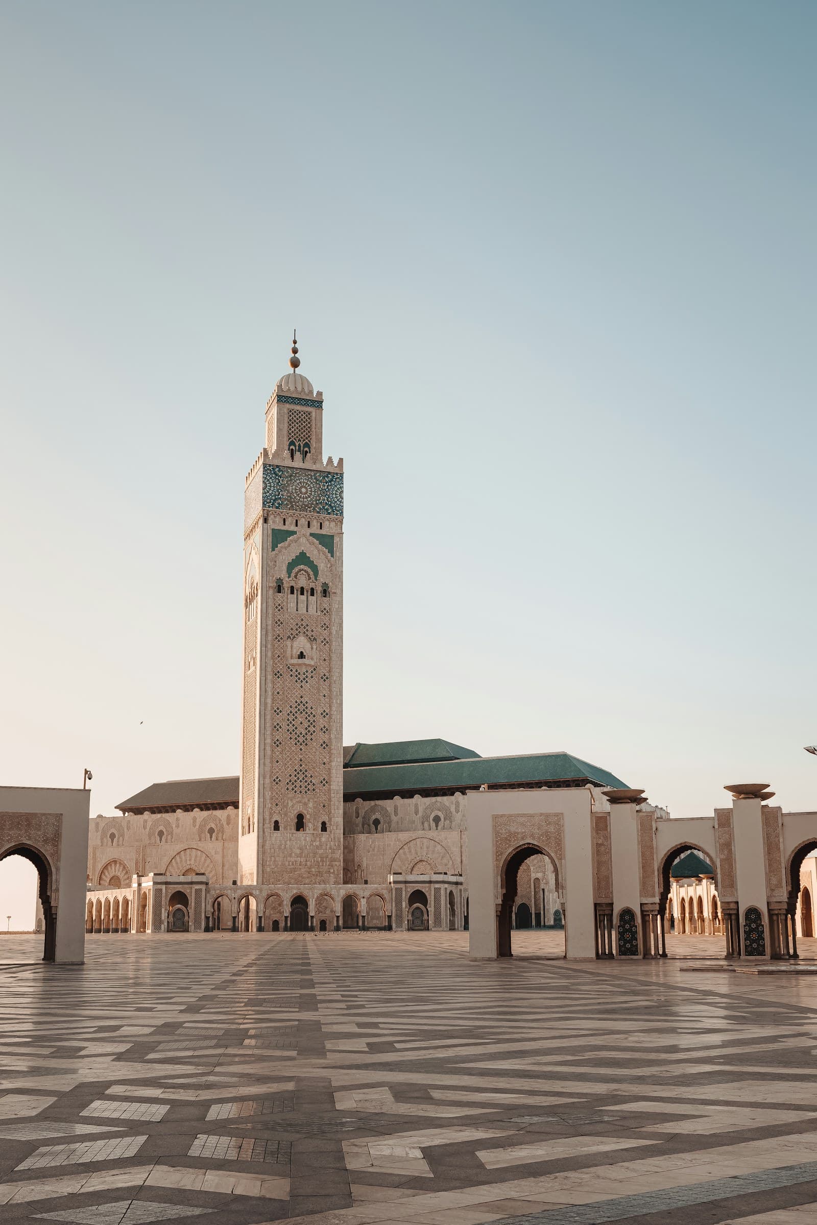 Hassan II Mosque minaret on the Atlantic coast in Casablanca