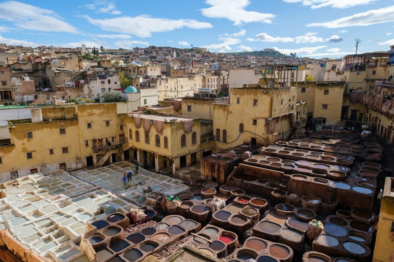 Colored dye pits of the Chouara tannery in Fes