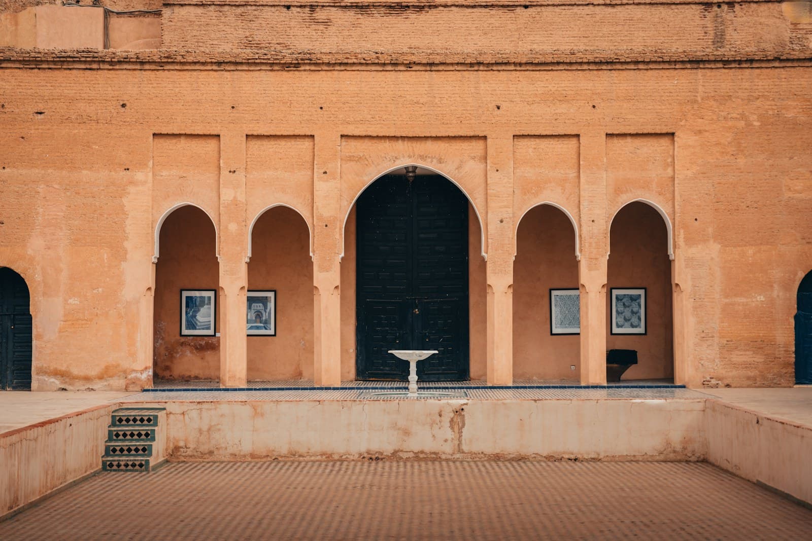Zellige-tiled courtyard of a Moroccan riad