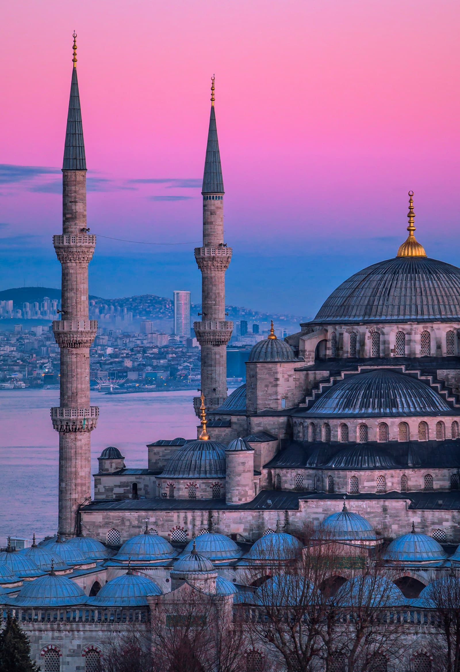 Six minarets of the Blue Mosque in Istanbul