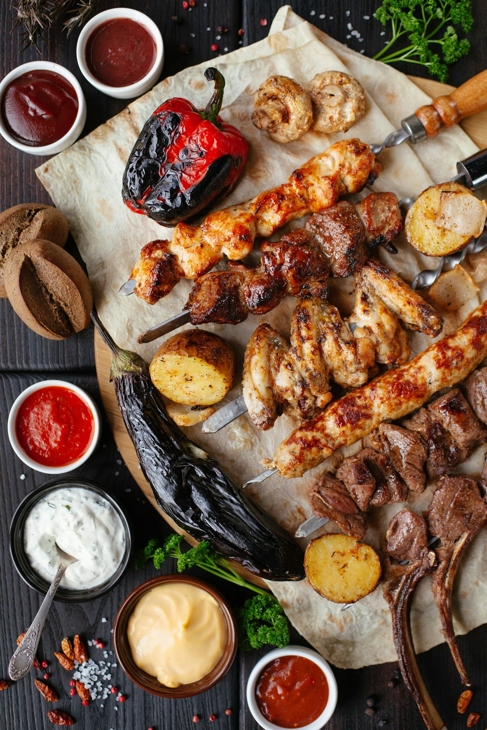 Turkish kebab platter with grilled meats