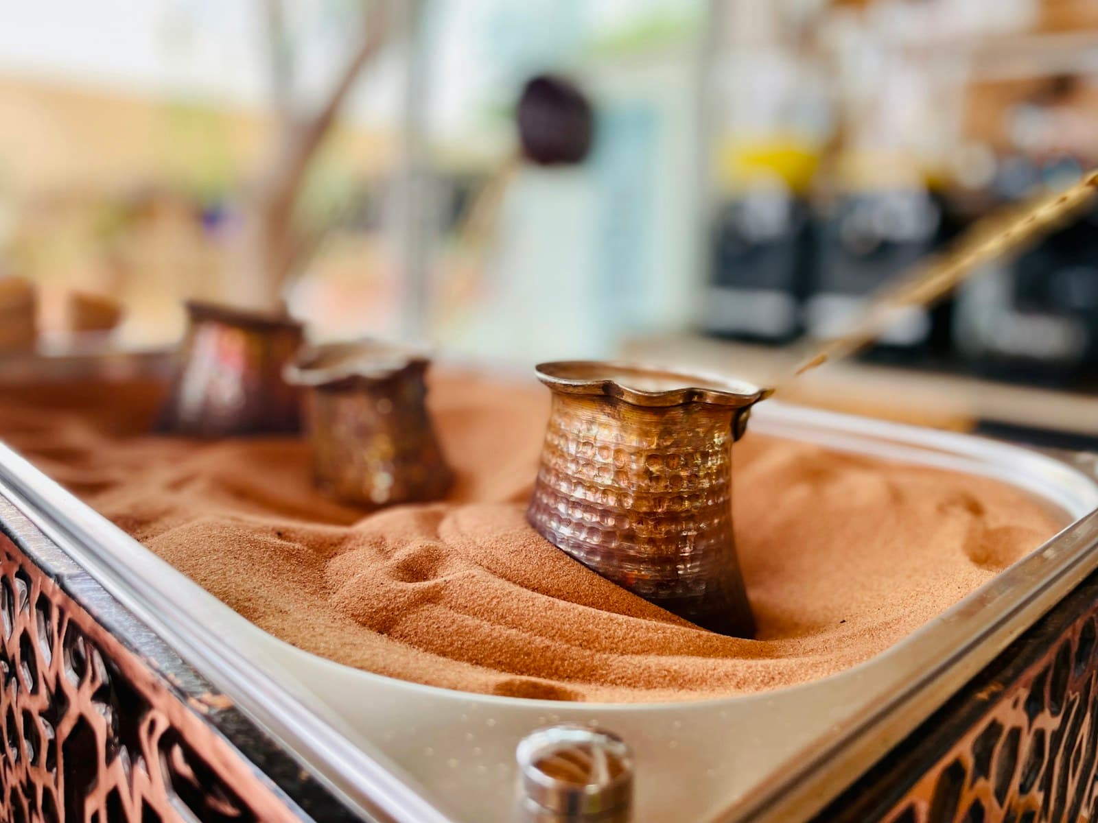 Turkish coffee in copper cezve
