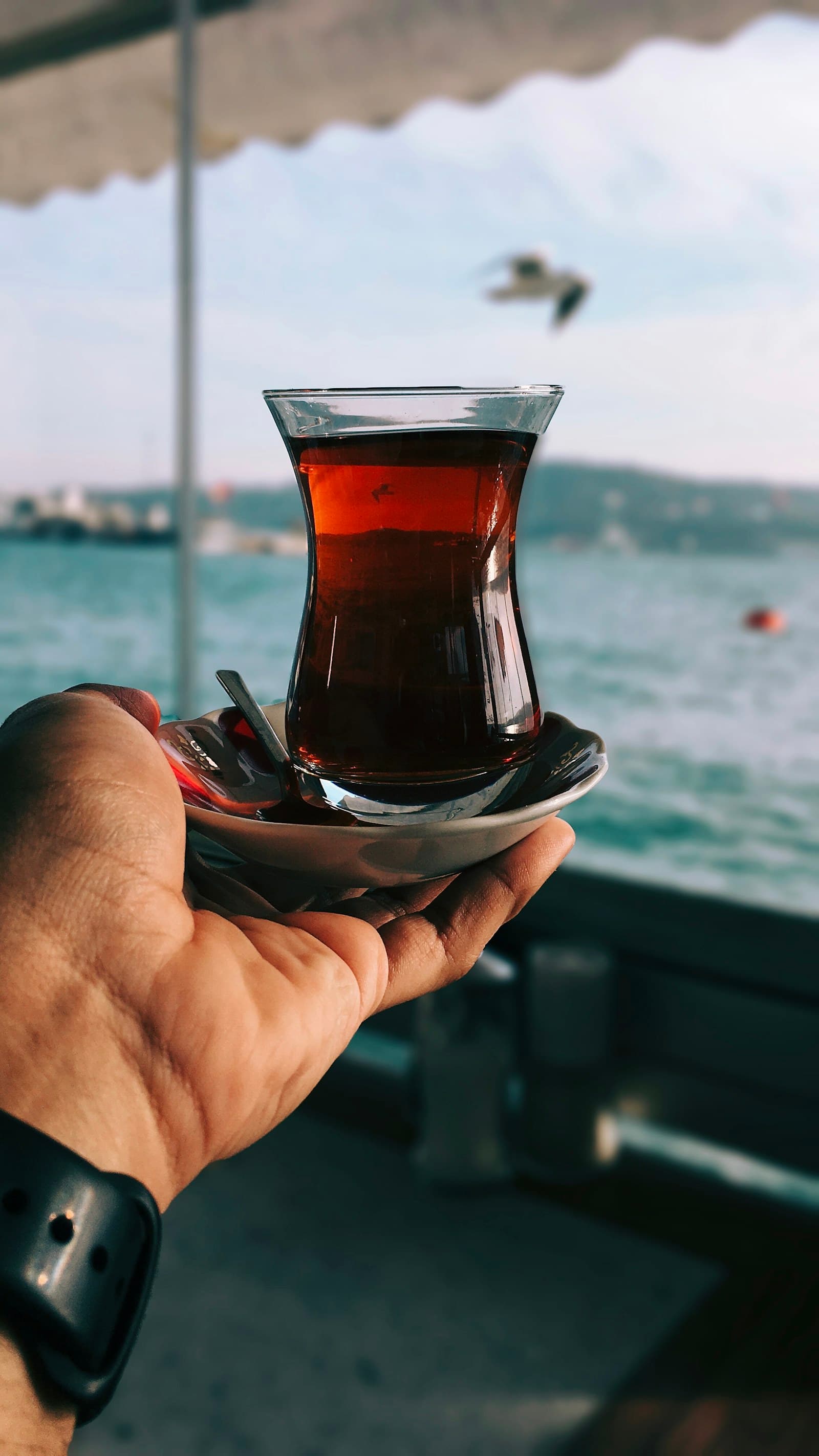 Turkish çay in tulip-shaped glasses