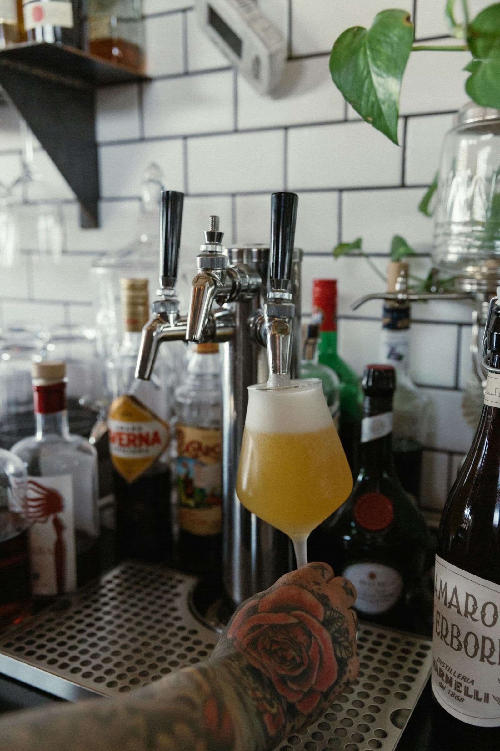 Craft beer flight in an American brewery