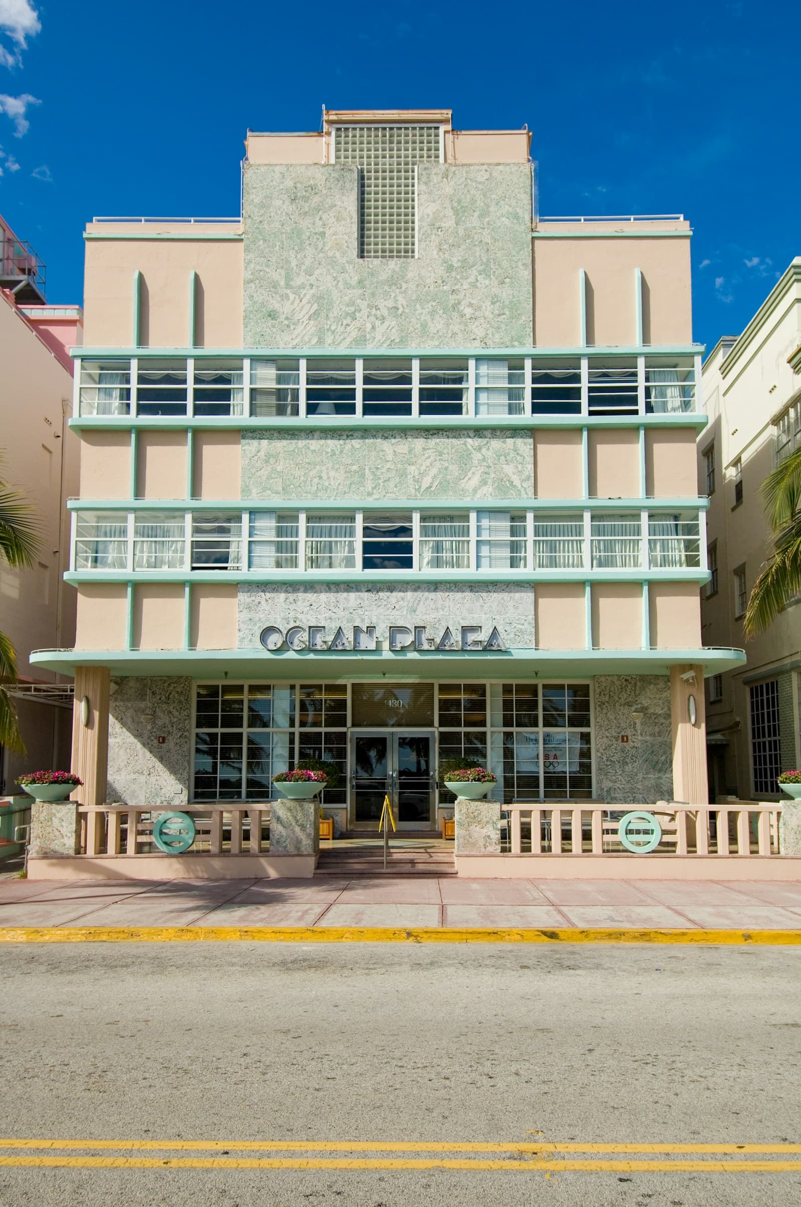 Art deco hotels along Miami South Beach