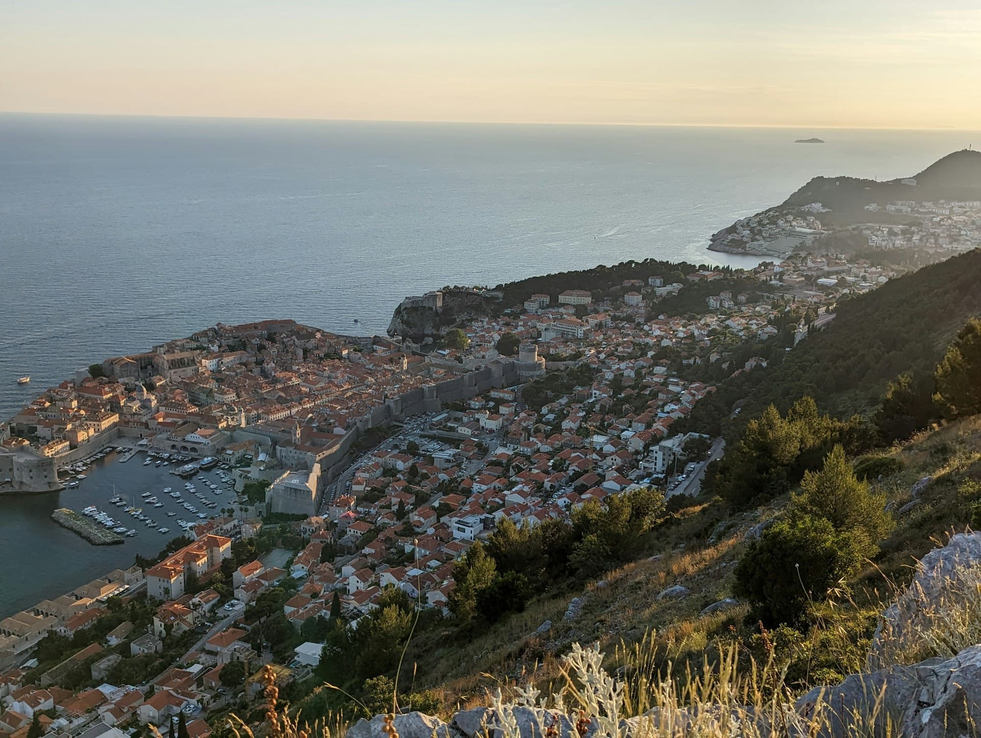 Dubrovnik's terracotta-roofed old town from above